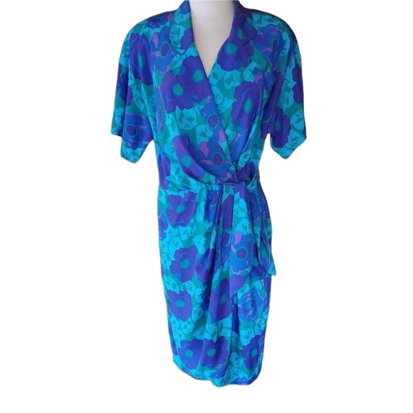 Vintage Dresses & Skirts - 1980s‎ Papell Petites Multi-Color Floral Dress